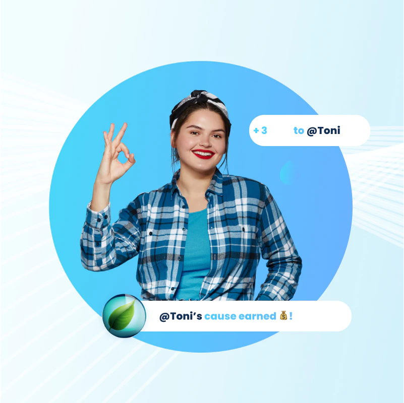 Donation platform for team members with points earned for charitable causes
